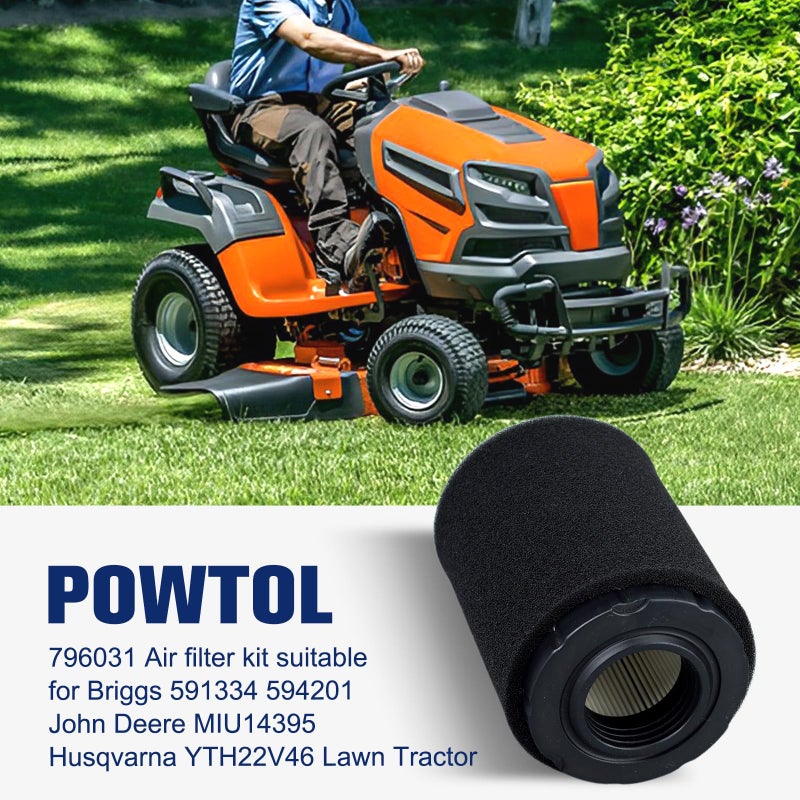 Powtol 590825 594201 796031 Air Filter for 797704 Pre Filter for BS John Deere D100 D110 D125 D130 Husqvarna YTA24V48 YTH18542 YTH24V48 YTH24V54 YTH22V46 Replace MIU14395 MIU13038 - Image 2